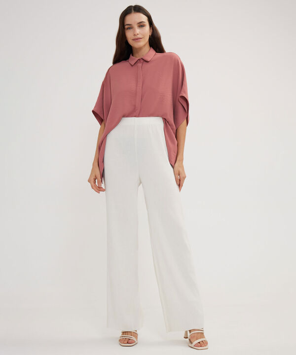 Pantalon Fluido Plisado Unicolor image number null