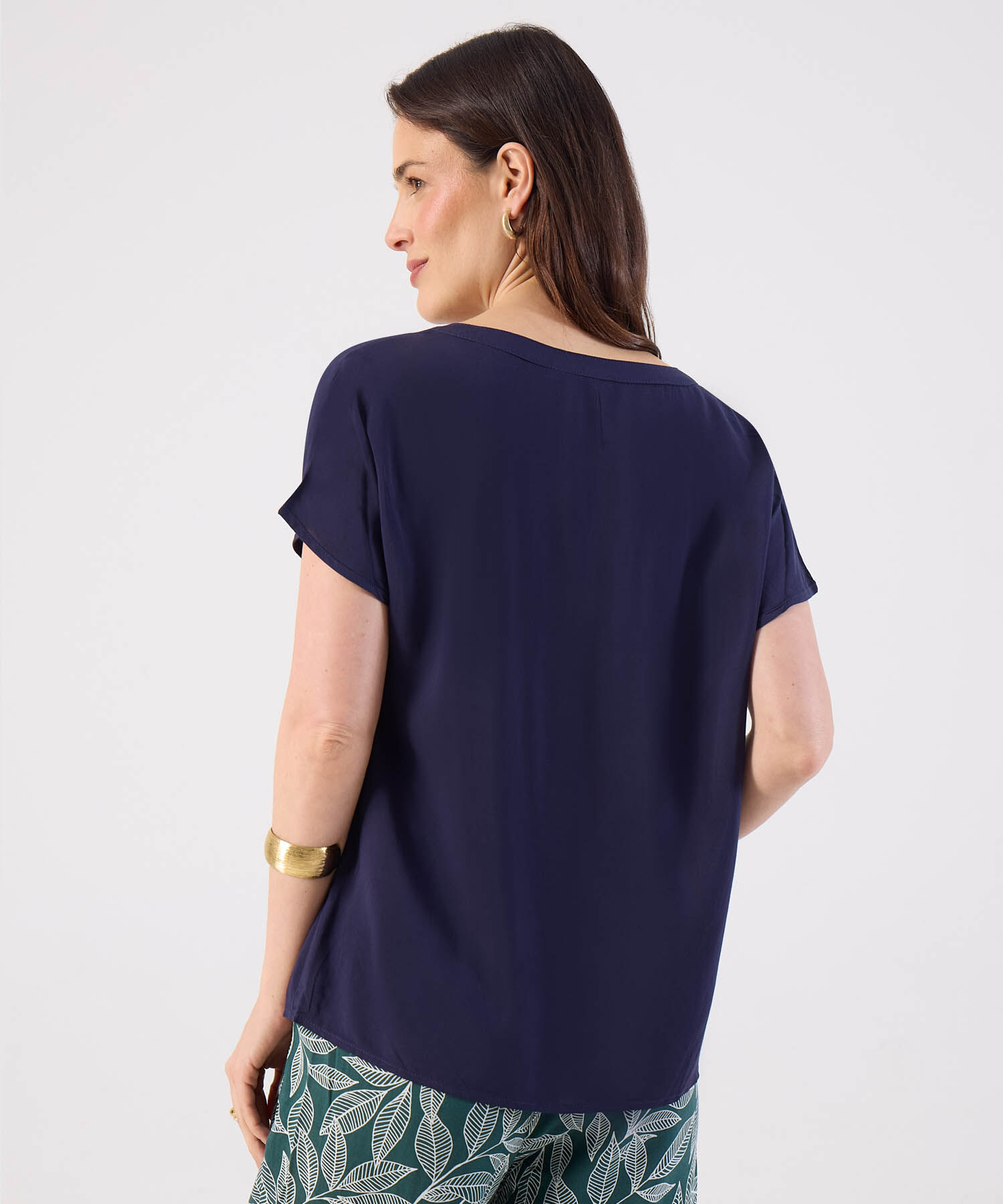 Blusa Manga Corta con Escote en V
