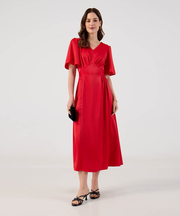 Vestido Midi Escote en V Para Mujer image number null