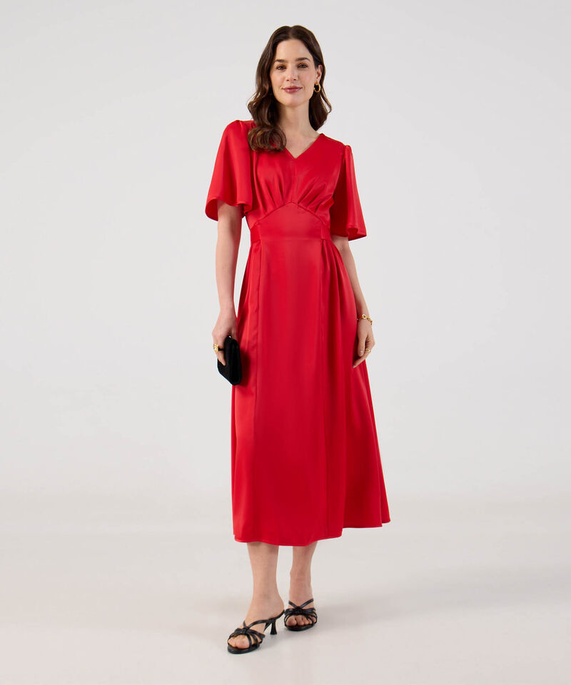 Vestido Midi Escote en V Para Mujer