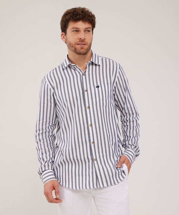 Camisa , manga larga con bolsillo y silueta regular fit, magia en el caribe línea moda image number null