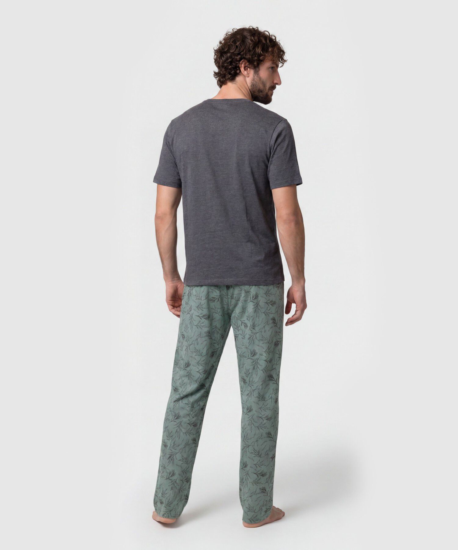 Conjunto Pijama Camiseta Cuello Redondo Con Patantalon Estampado Para Hombre