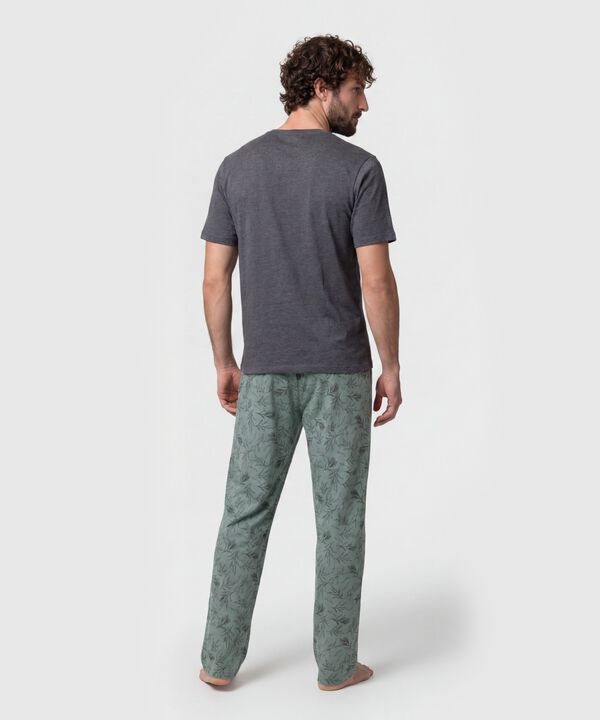 Conjunto Pijama Camiseta Cuello Redondo Con Patantalon Estampado Para Hombre