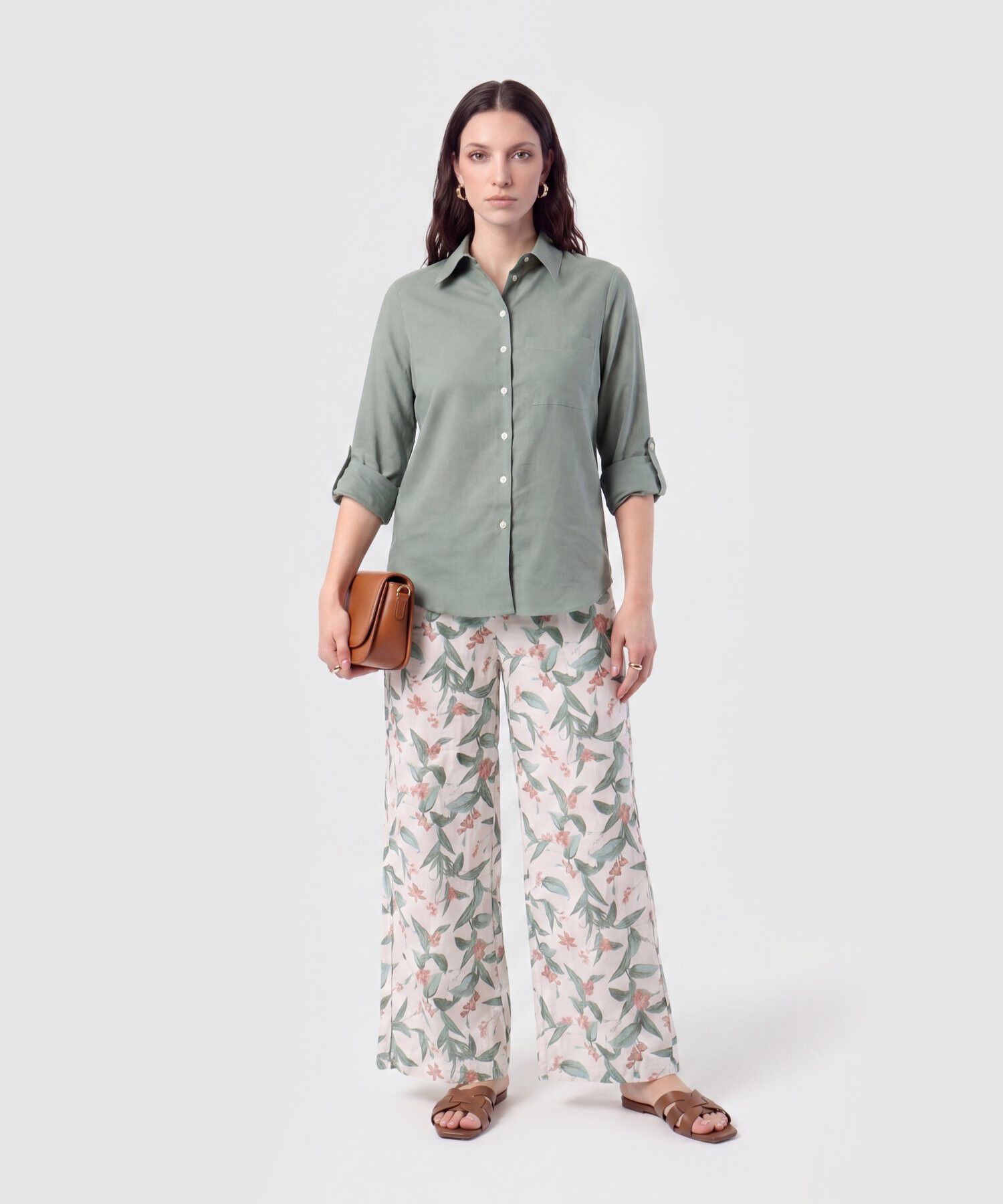 Camisa con Unicolor Manga Larga Para Mujer