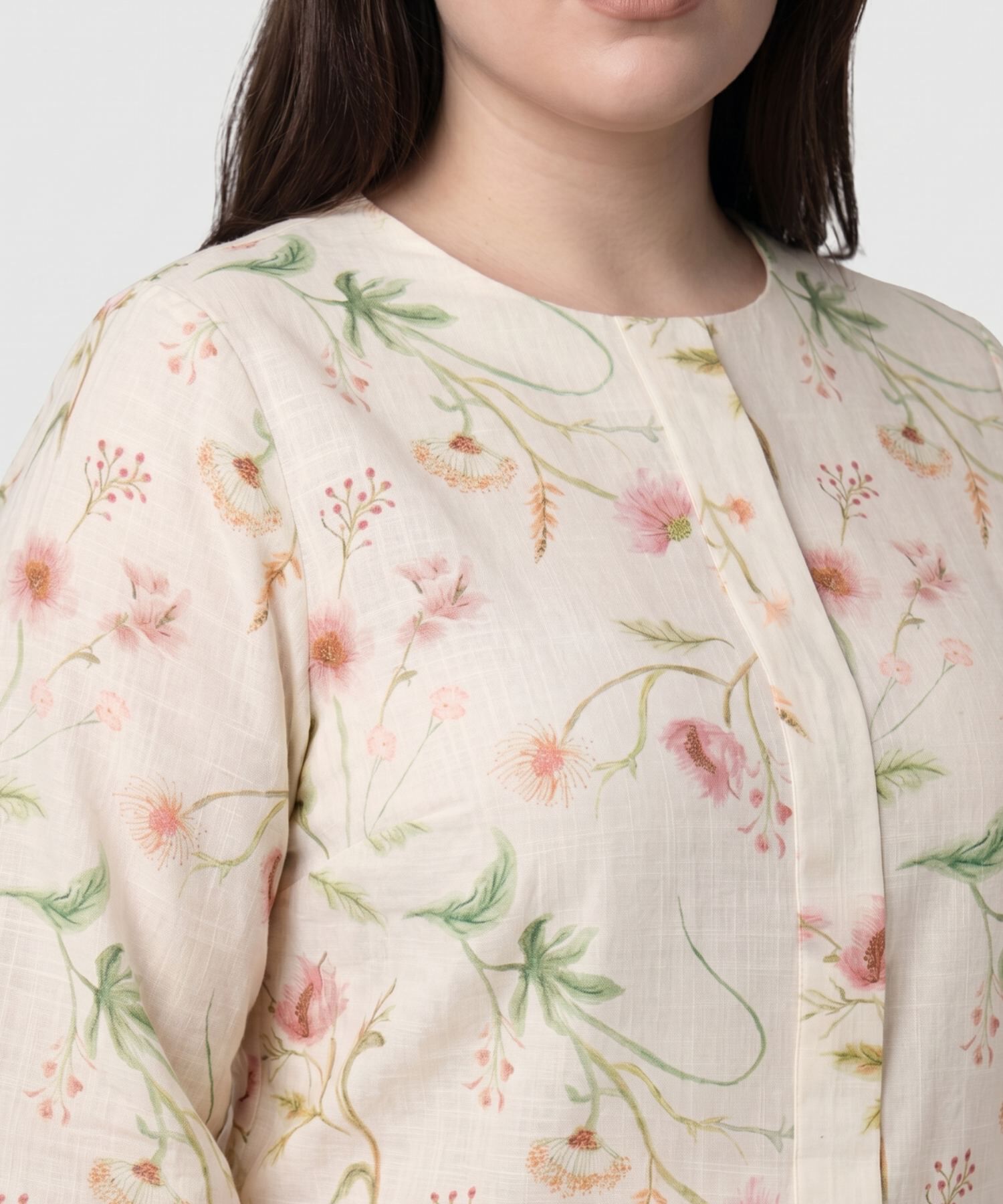 Blusa Fluida De Manga 3/4 Para Mujer Curvy