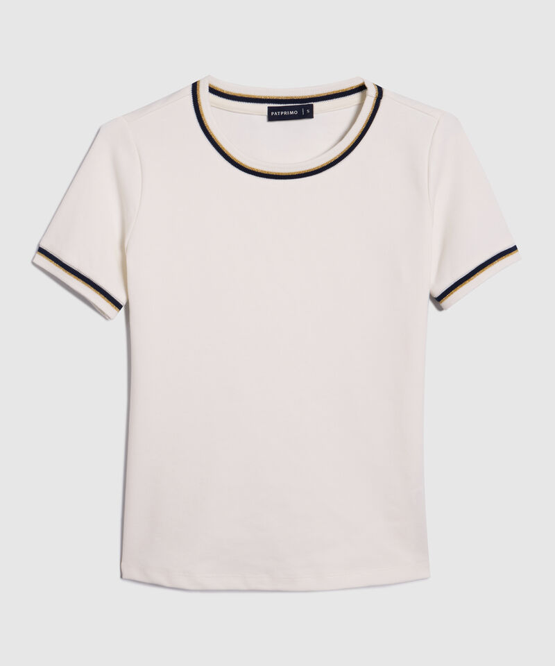 Camiseta Unicolor Con Tira Tejida Bicolor