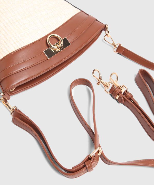 Bolso Cubo Tejido Rafia Con Asa Cruzada Mujer image number null