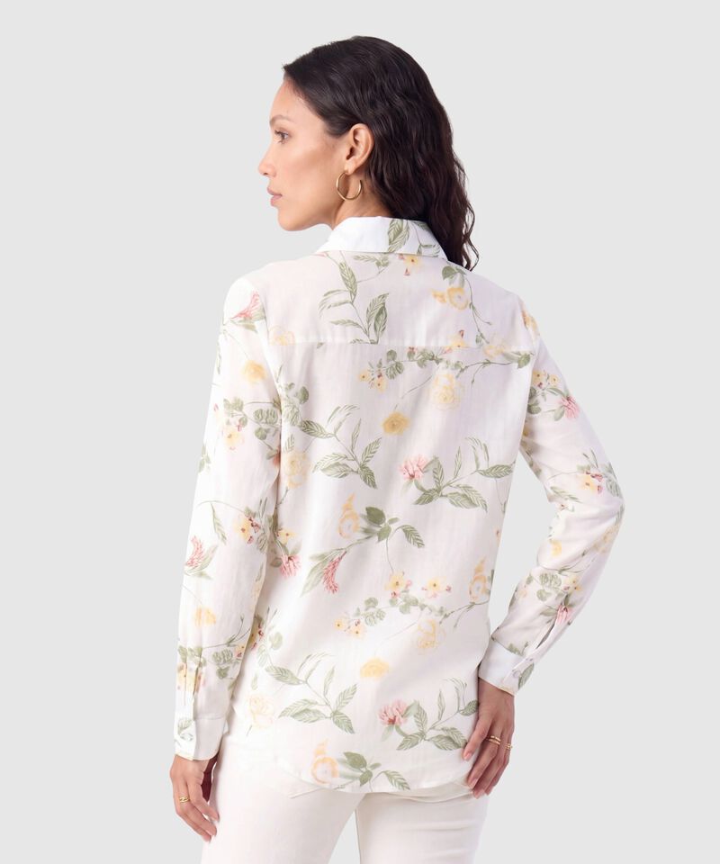 Camisa Manga Larga Con Bolsillo Para Mujer