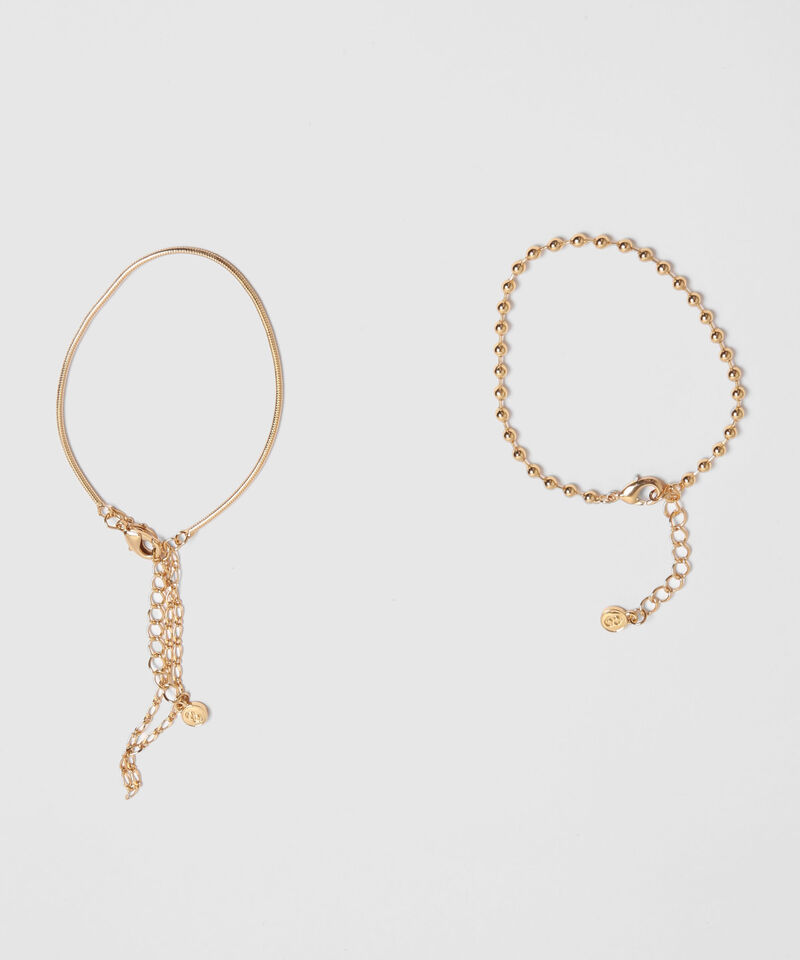 Set X2 Pulseras Doradas Con Cadenas Delicadas 