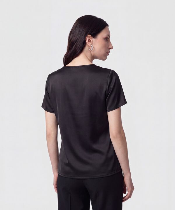 Blusa Unicolor con Encaje Mujer
