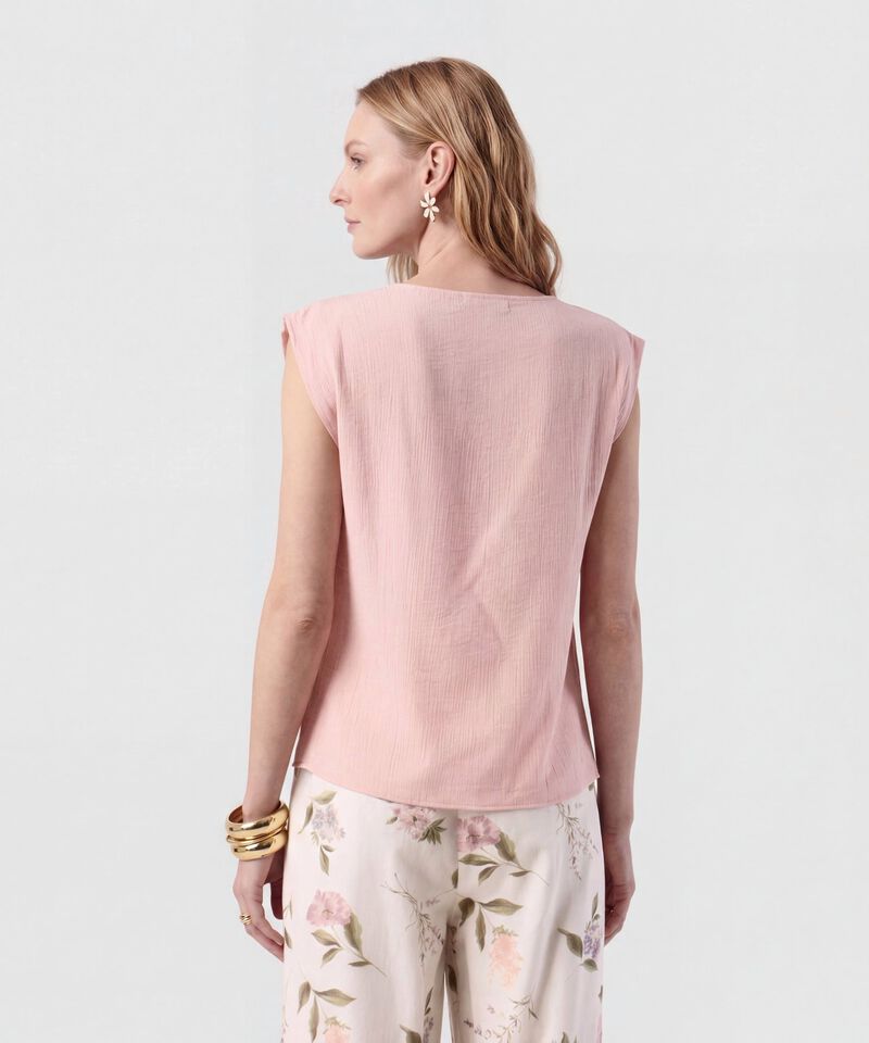 Blusa Con Cuello Redondo Y Hombreras Para Mujer