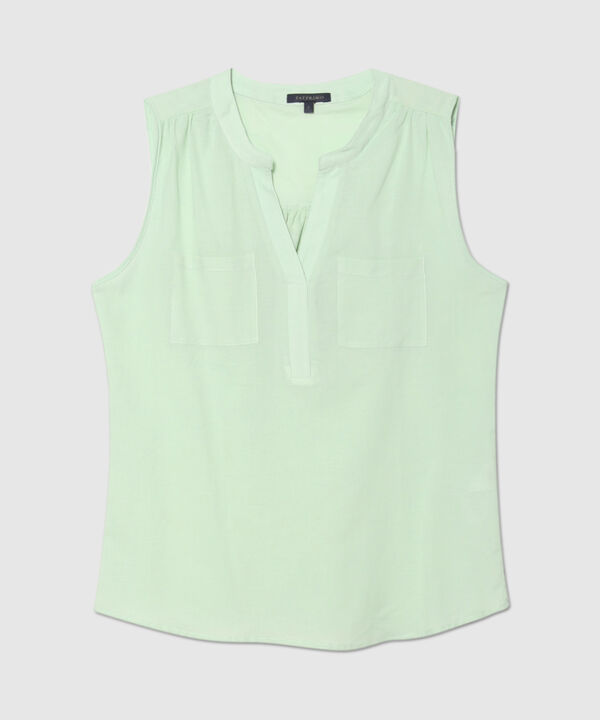 Blusa Unicolor Manga Sisa, Con Bolsillo