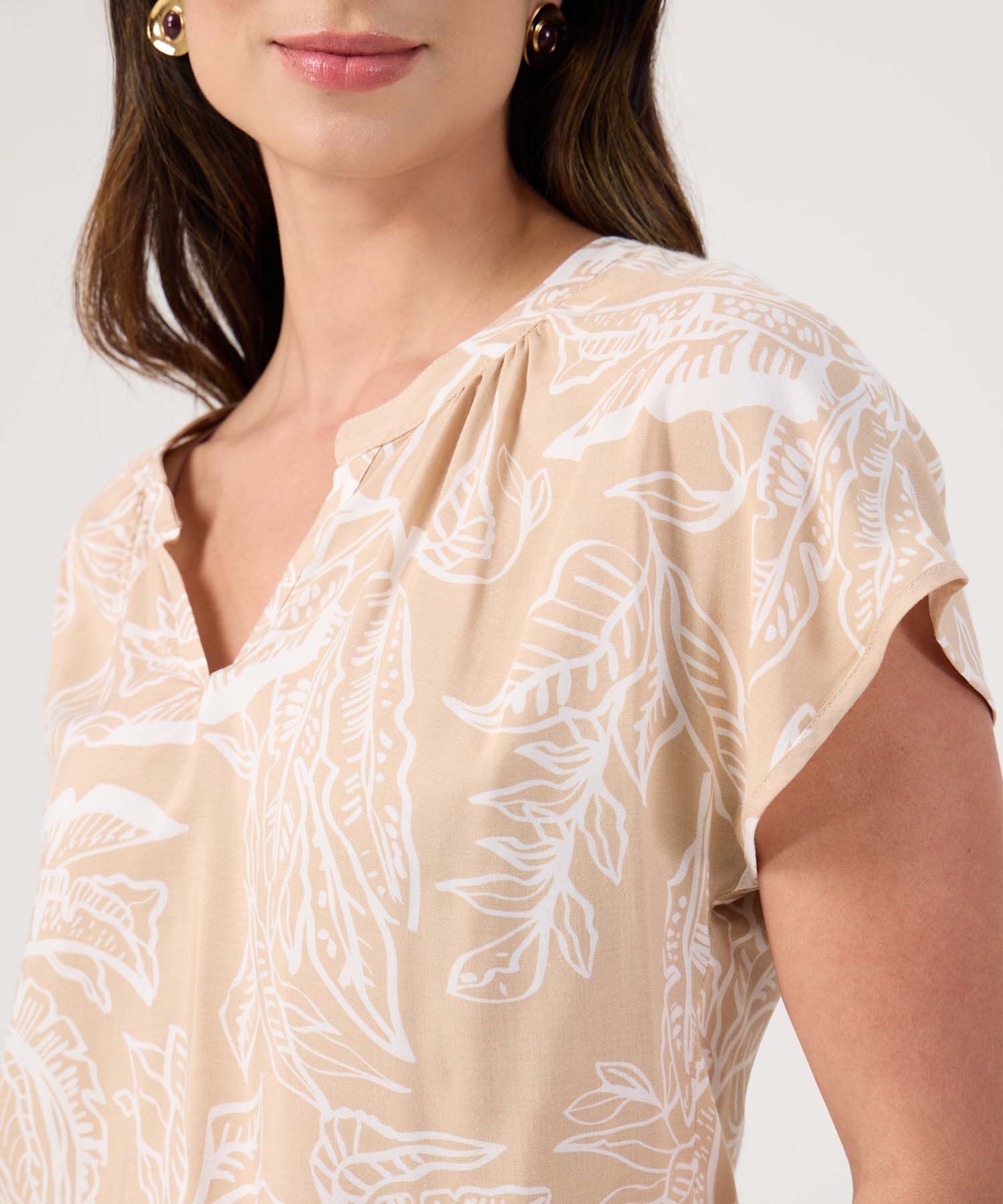 Blusa Estampada Cuello Mao