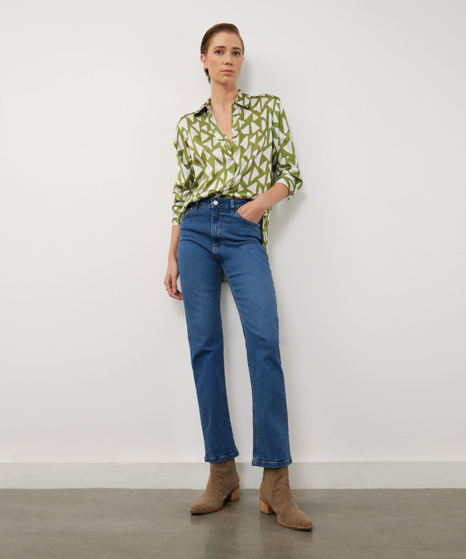 Camisa Estampada En Satin