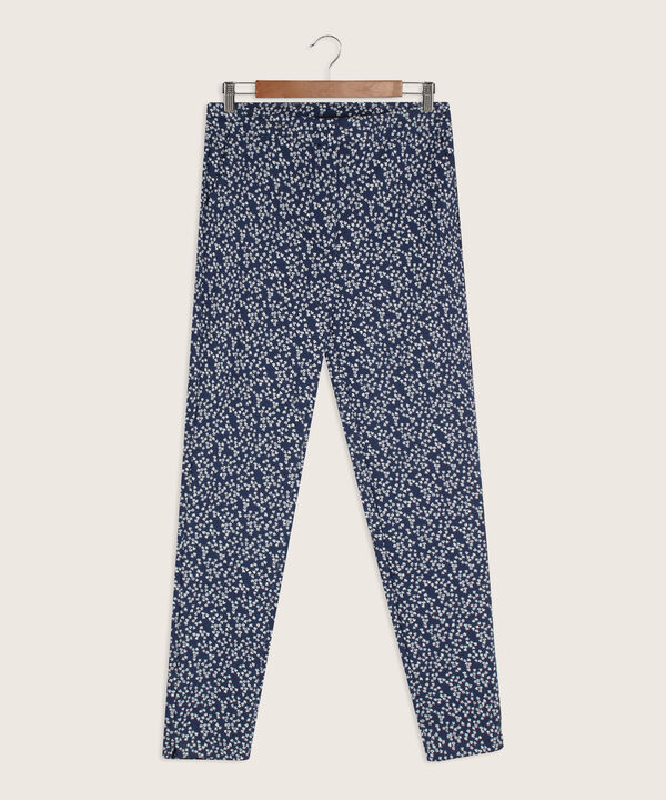Pantalón Clásico Estampado Con Elástico Unicolor En Pretina