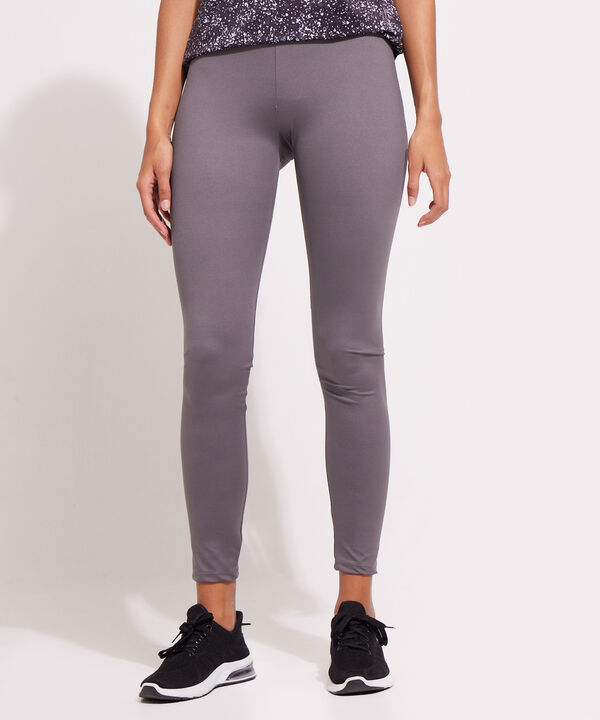 Leggings Largo Tiro Alto Con Pretina Delgada Unicolor Con Reflectivos En Botas image number null