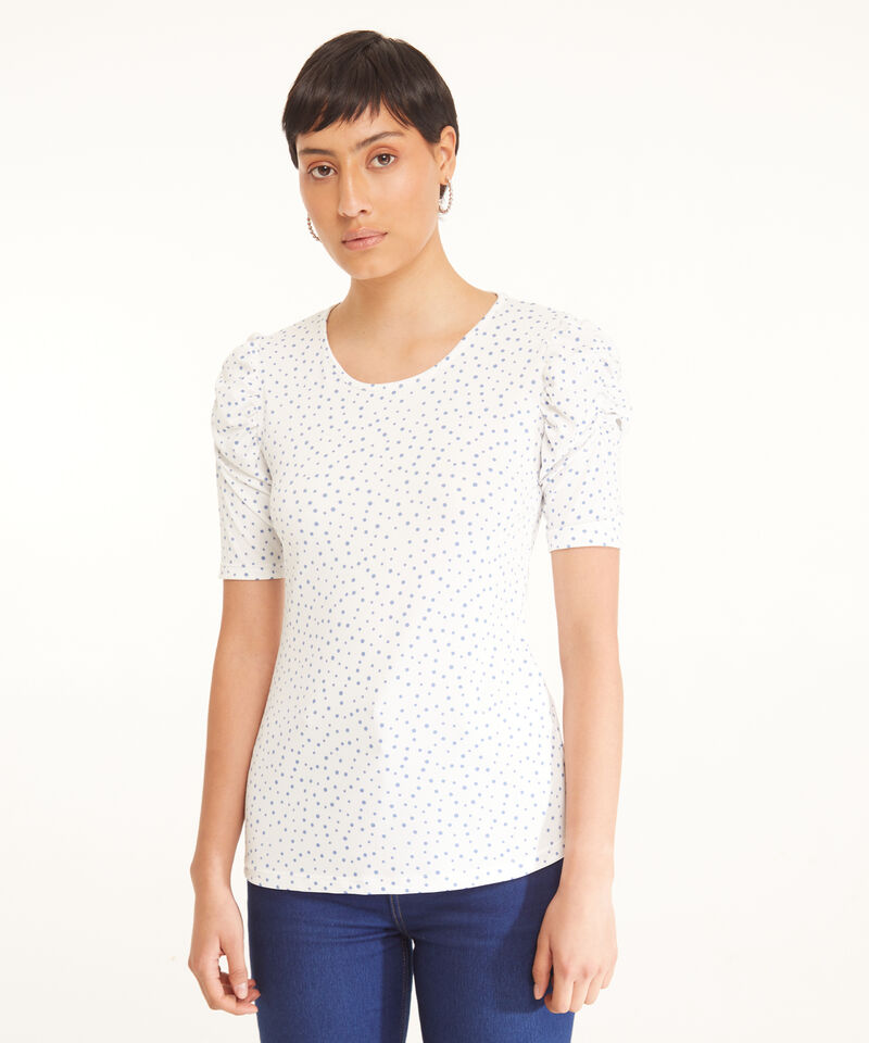 Camiseta Estampada Manga Corta Con Ruche