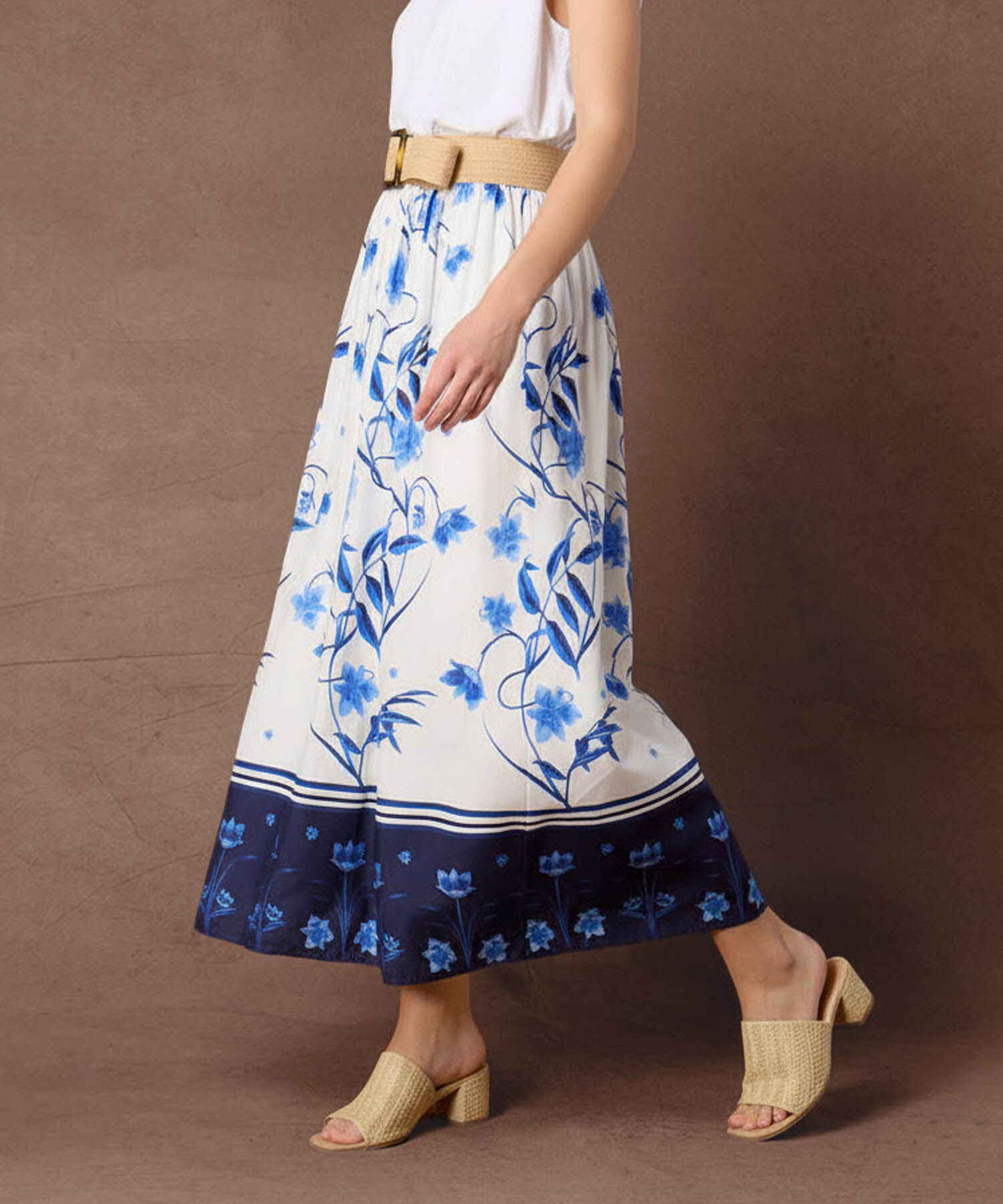 Falda Midi Estampada Para Mujer Diseño Floral Veraniego