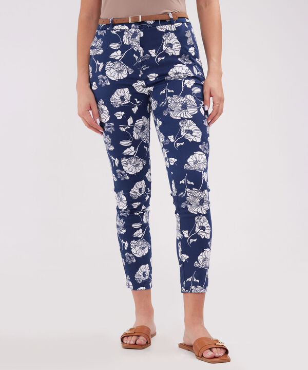 Pantalon Chino Estampado  Con Cinturon