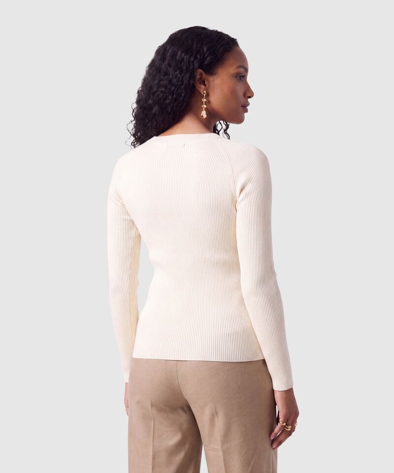 Saco Tejido Acanalado Cuello Redondo Mujer