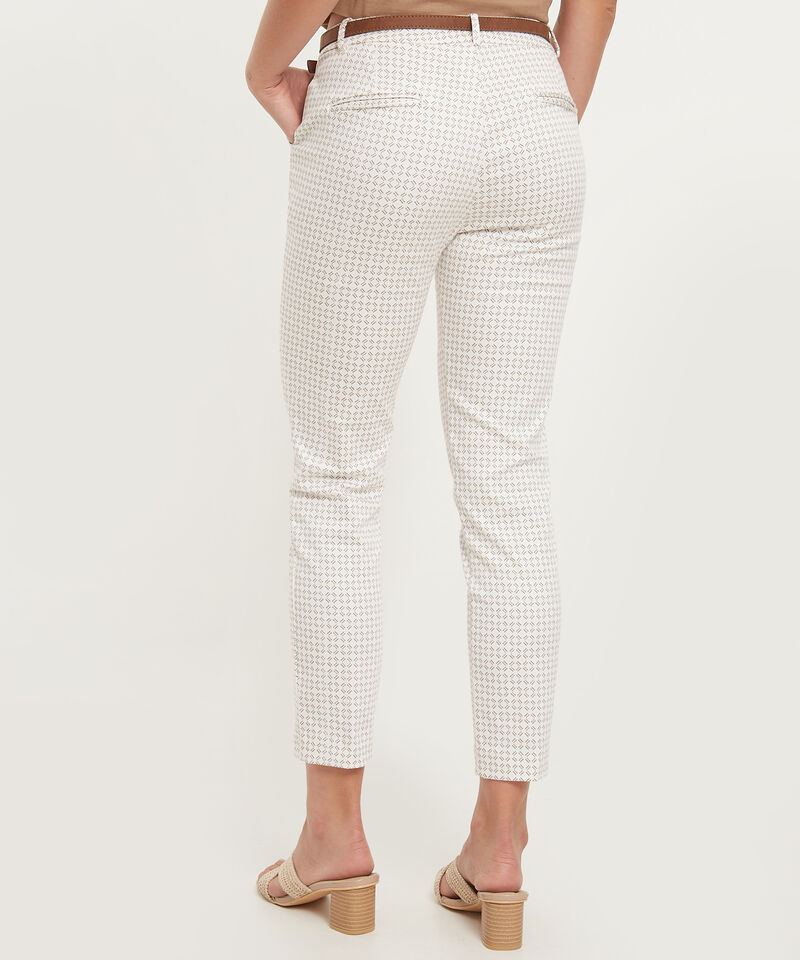 Pantalón Básico Bolsillos Diagonal Estampado Con Cinturón