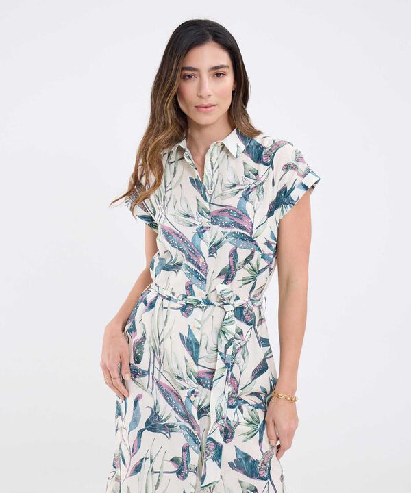 Vestido Corto Estampado Con Cinturon image number null