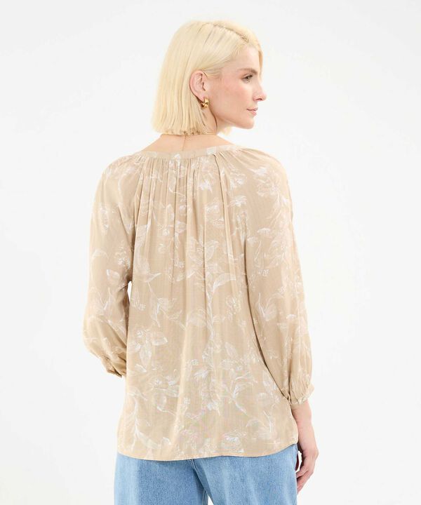 Blusa Estampada Cuello Mao