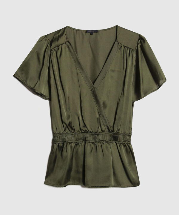 Blusa Manga Corta Con Encauchado En Cintura