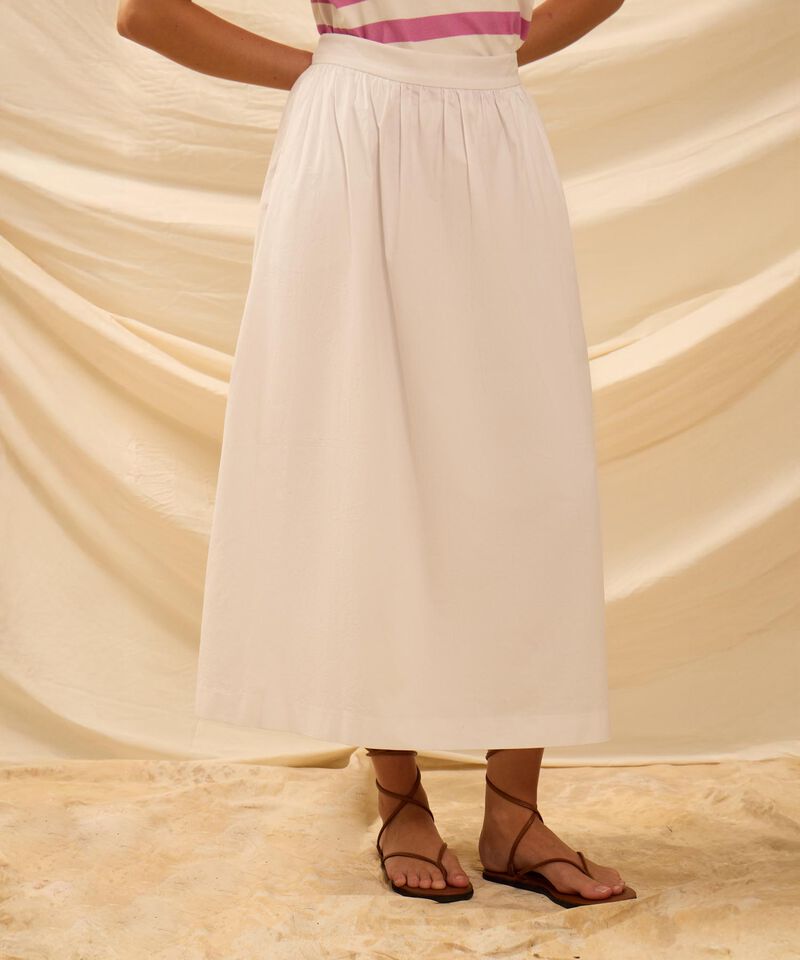 Falda Midi Amplia Con Bolsillos