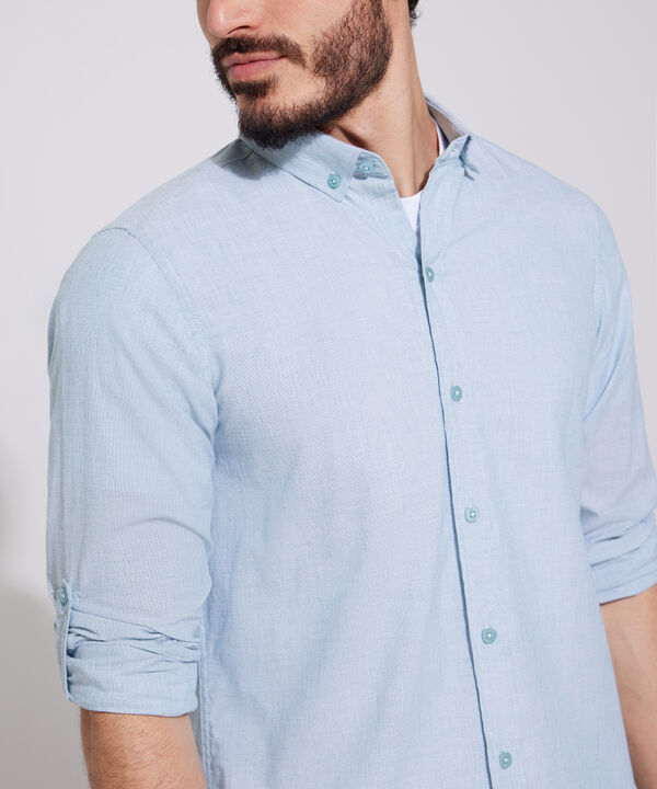 Camisa Manga Larga Textura Cuello Camisero