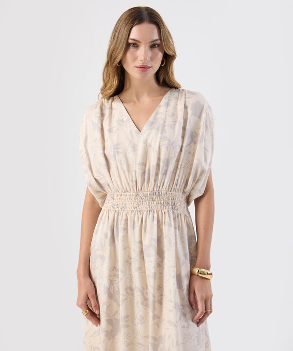 Vestido Mujer Midi Escote V El&aacute;stico En Cintura image number null