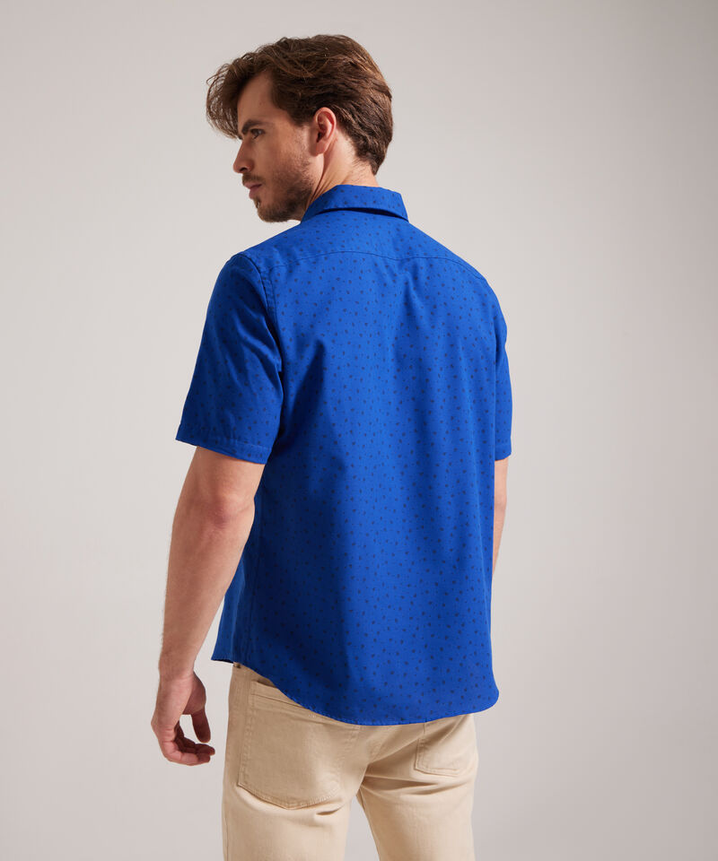 Camisa Manga Corta Estampada Miniprint, Silueta Regular Fit Con Bolsillo