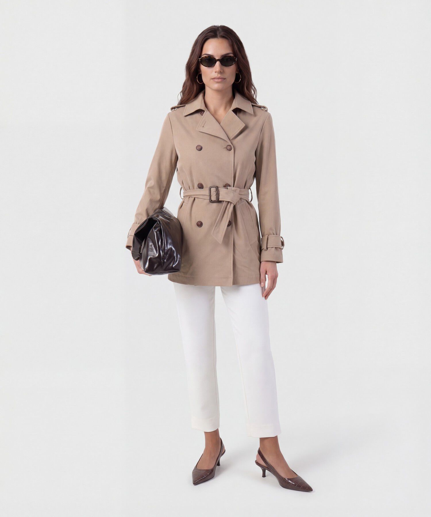 Chaqueta Trench Con Cintur&oacute;n Para Mujer