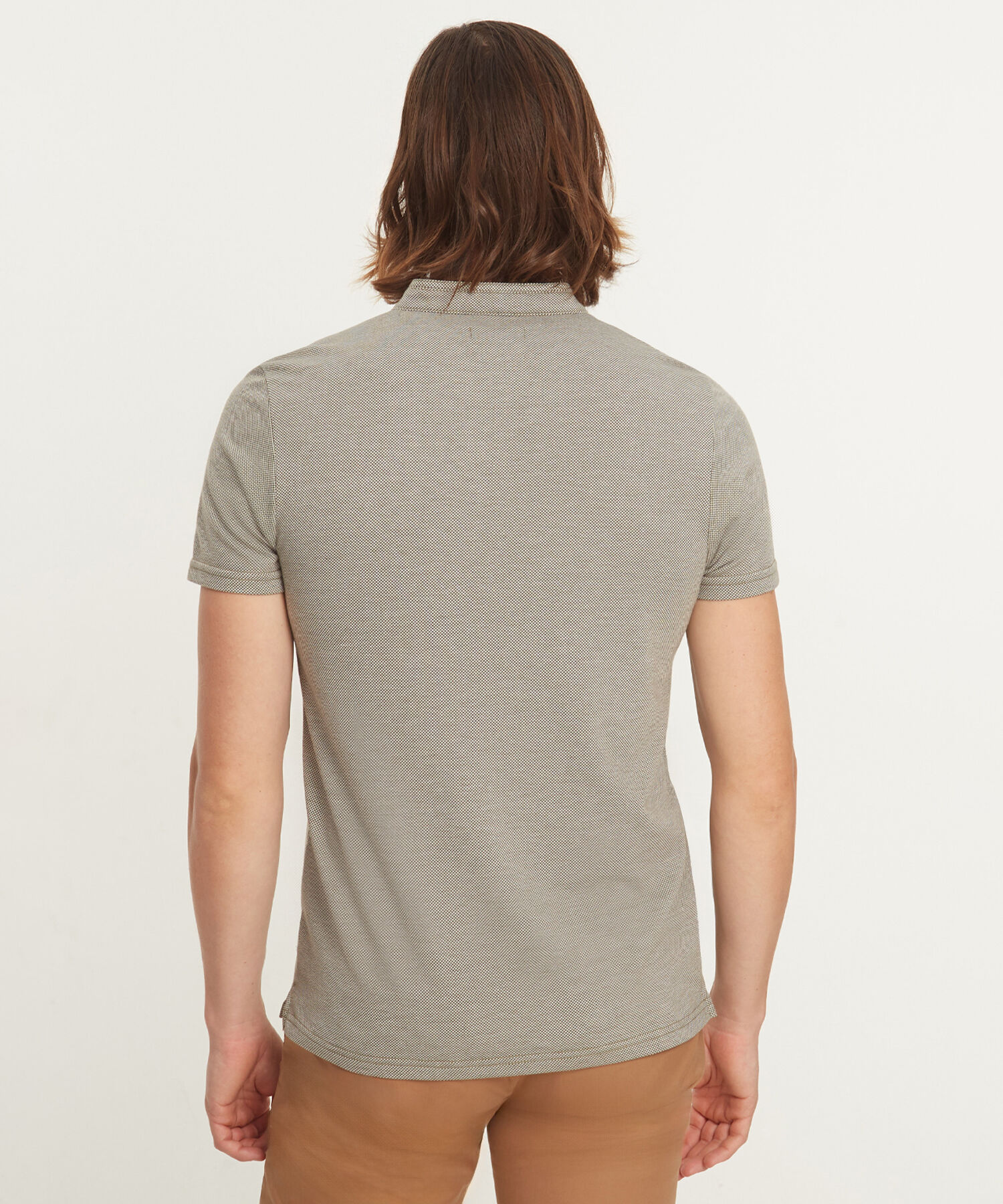 Polo Unicolor Cuello Mao, Pechera Con Botones Ocultos Y Silueta Slim Fit, Cítrico Marinero