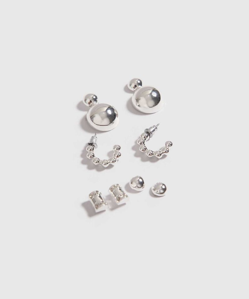 Set x 3 Aretes Plateados