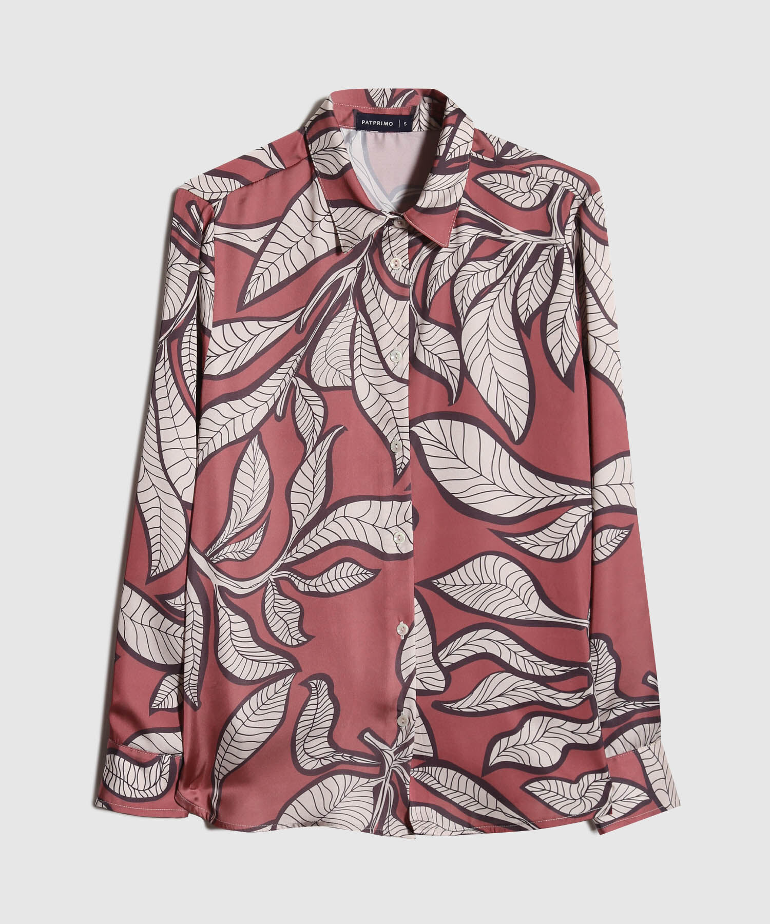 Camisa Estampada En Satin Manga Larga