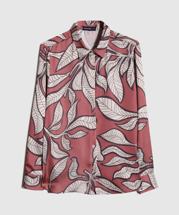 Camisa Estampada En Satin Manga Larga