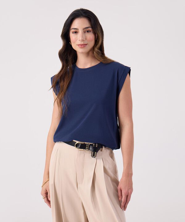 Camiseta Unicolor Cuello Redondo  image number null