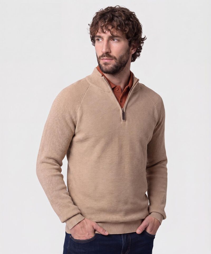 Su&eacute;ter De Hombre Con Cremallera Y Textura