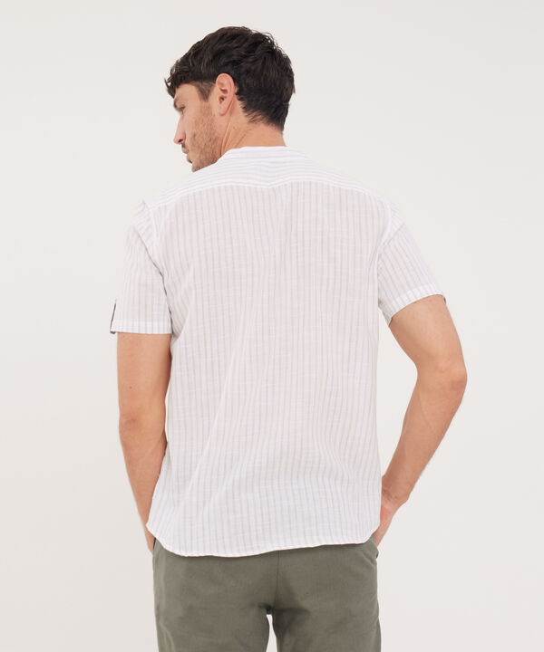 Camisa Cuello Neru Preteñida A Rayas Manga Corta