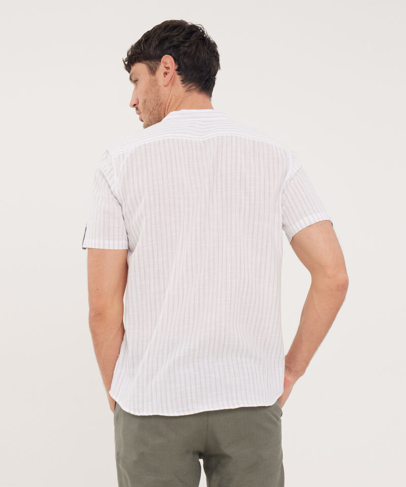 Camisa Cuello Neru Preteñida A Rayas Manga Corta