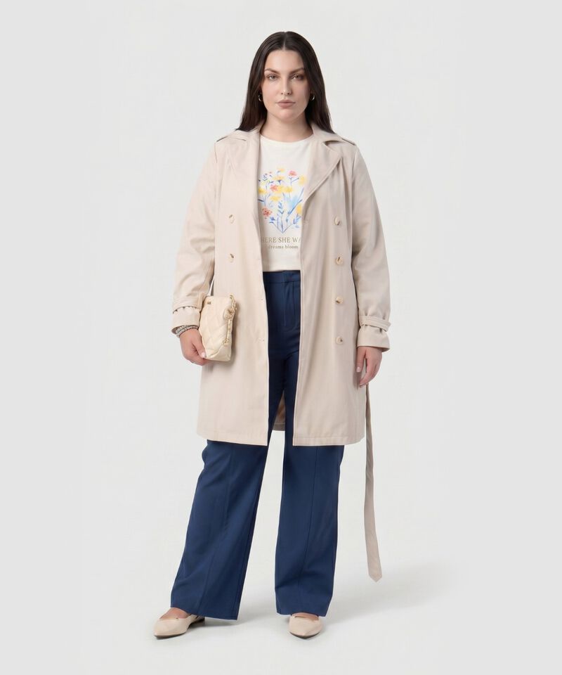 Pantal&oacute;n Recto Unicolor Para Mujer Curvy