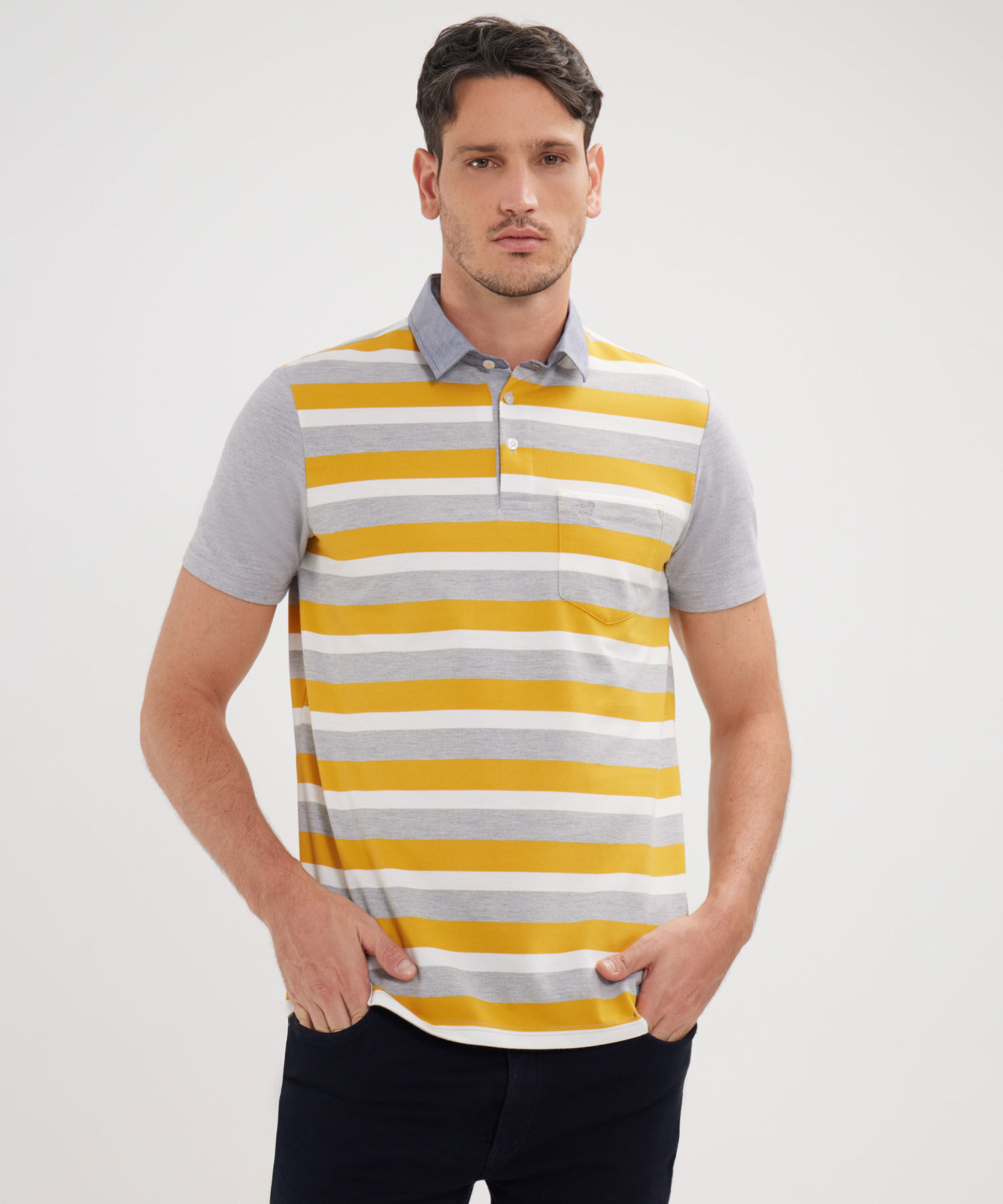 Polo Preteñida, Cuello Maquina Con Bolsillo
