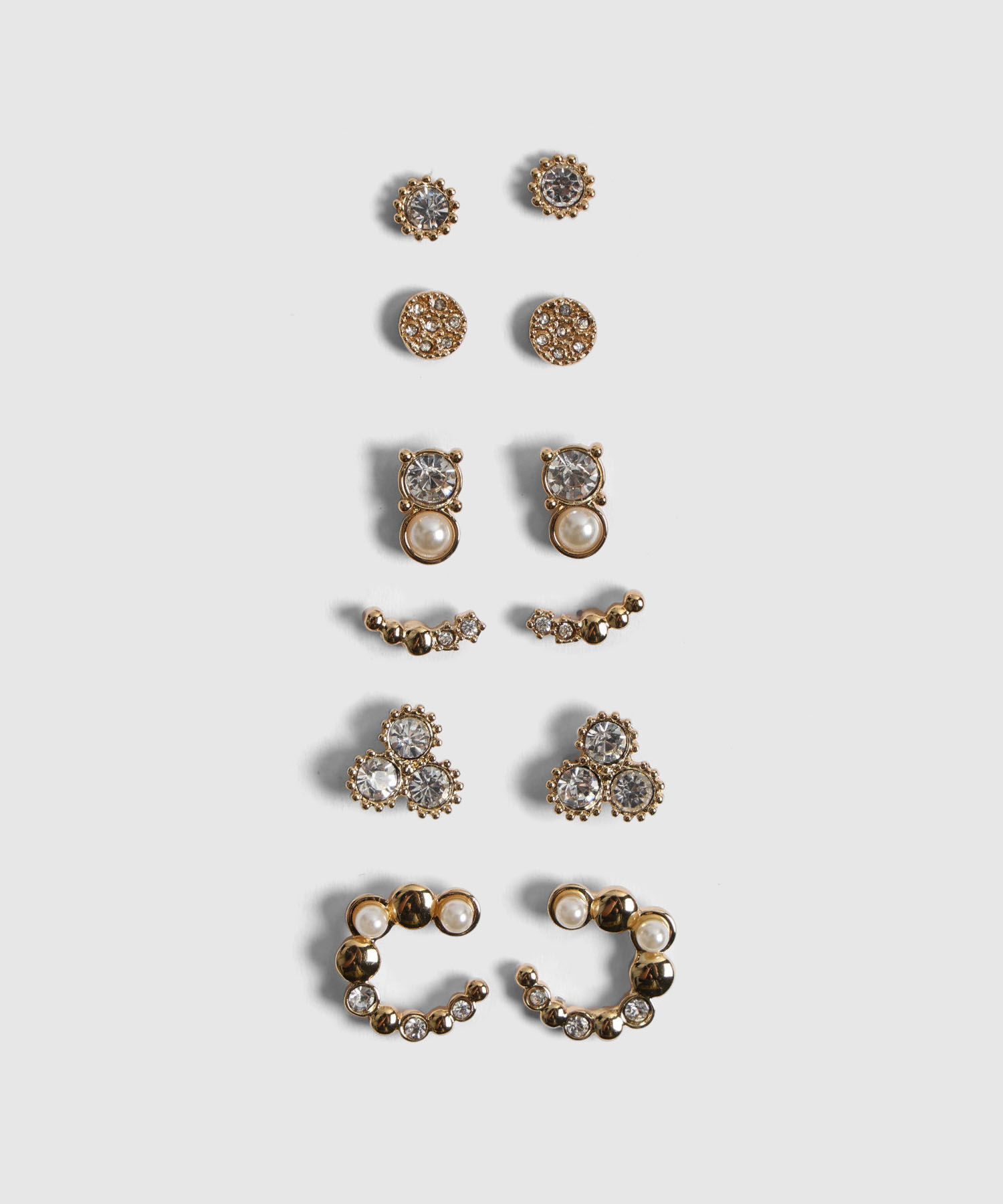 Set x 6 Aretes Dorados con Brillos