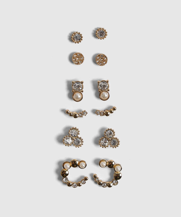 Set x 6 Aretes Dorados con Brillos image number null