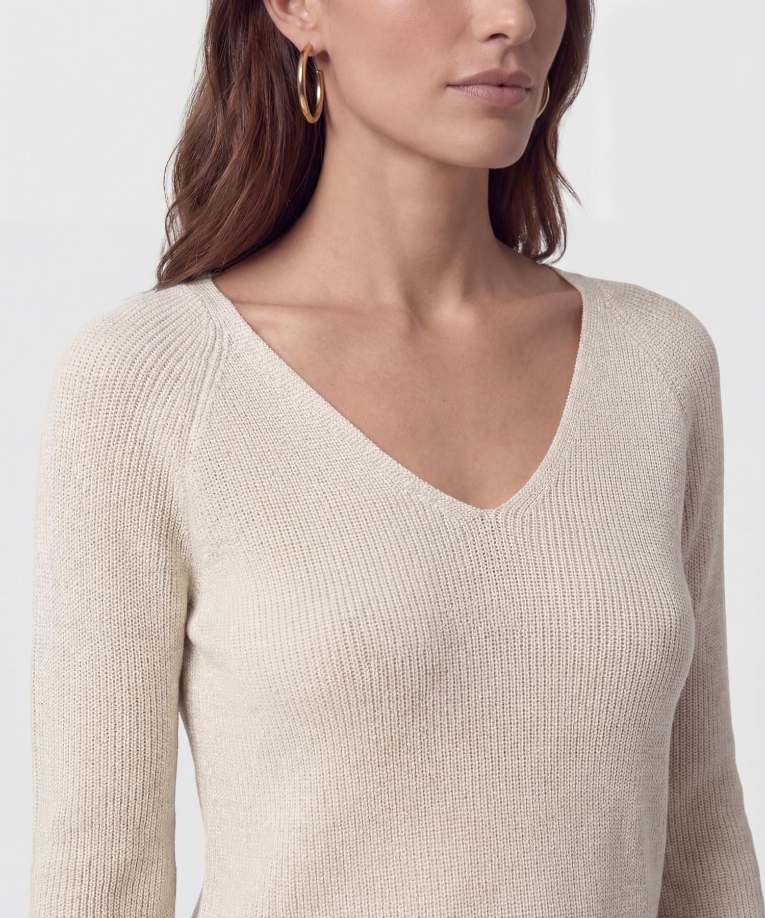 Saco De Punto Cuello En V Mujer