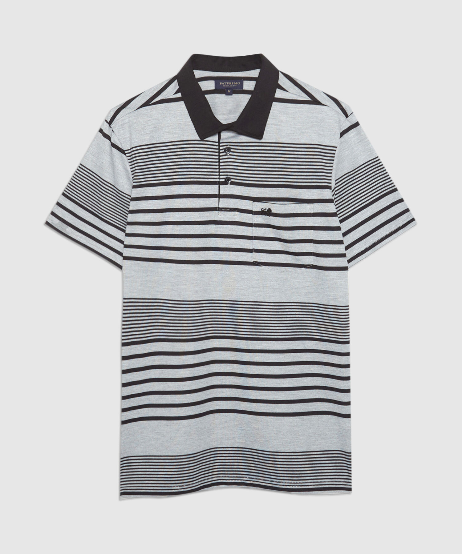 Polo Preteñida Cuello Duro Con Bolsillo, Pechera Y Banda En Contraste Unicolor, Silueta Regular Fit