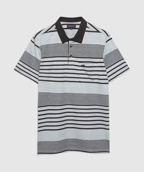 Polo Preteñida Cuello Duro Con Bolsillo, Pechera Y Banda En Contraste Unicolor, Silueta Regular Fit
