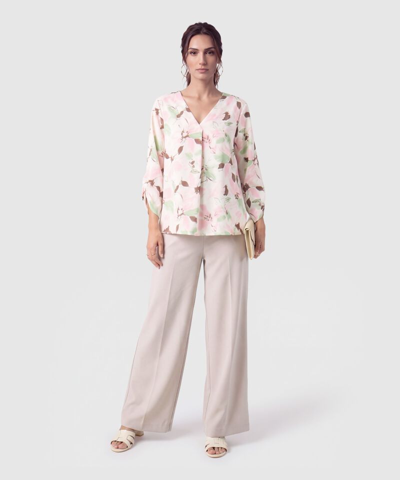 Blusa Escote V Manga 3/4 Para Mujer