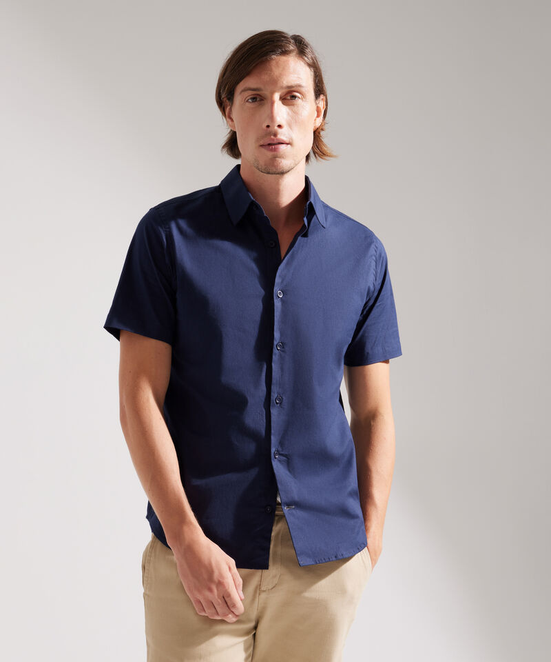 Camisa Manga Corta con Cuello Camisero Blanco